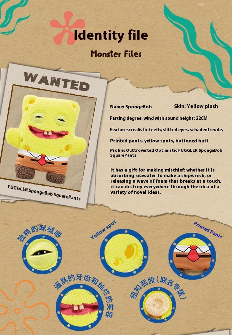 Original Fuggler SpongeBob & Patrick 22cm Official Collab Plush - Toothy Ugly-Cute Tooth Monster Stuffed Doll