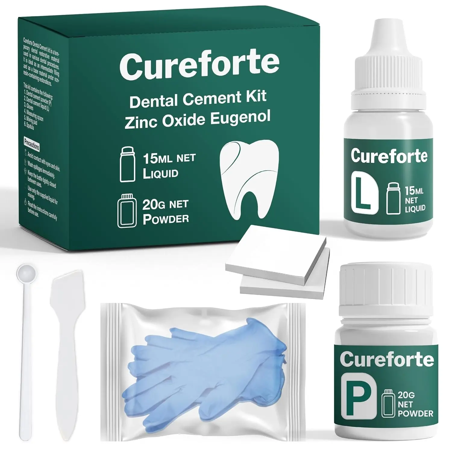 Zinc Oxide Eugenol Dental Cement Kit – Professional Temporary Crown & Bridge Glue for Tooth Fillings | Self-Curing, Strong Bond, and Pulp-Soothing Formula | Easy-to-Use Dental Repair Kit