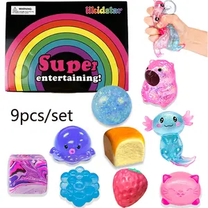 9 Piece Set Malt Sugar Stress Relief Fidget Toys, Creative Slow Rebound Squeeze Toys, 9 Styles, Party Gifts, Relaxing and Fun