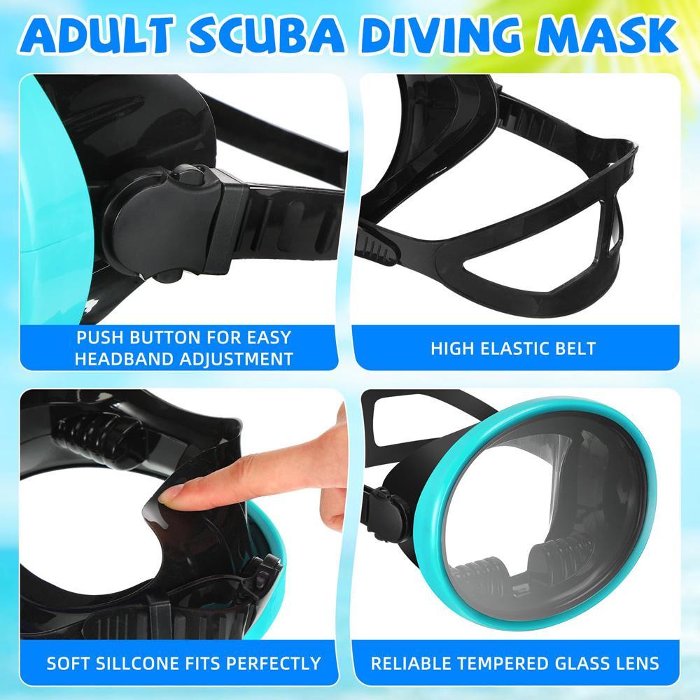 Oval Diving Mask, Retro-Style Sport Panoramic Wide-View Scuba Goggles with Tempered Glass Lens for Adults, Diving Gear detail 6