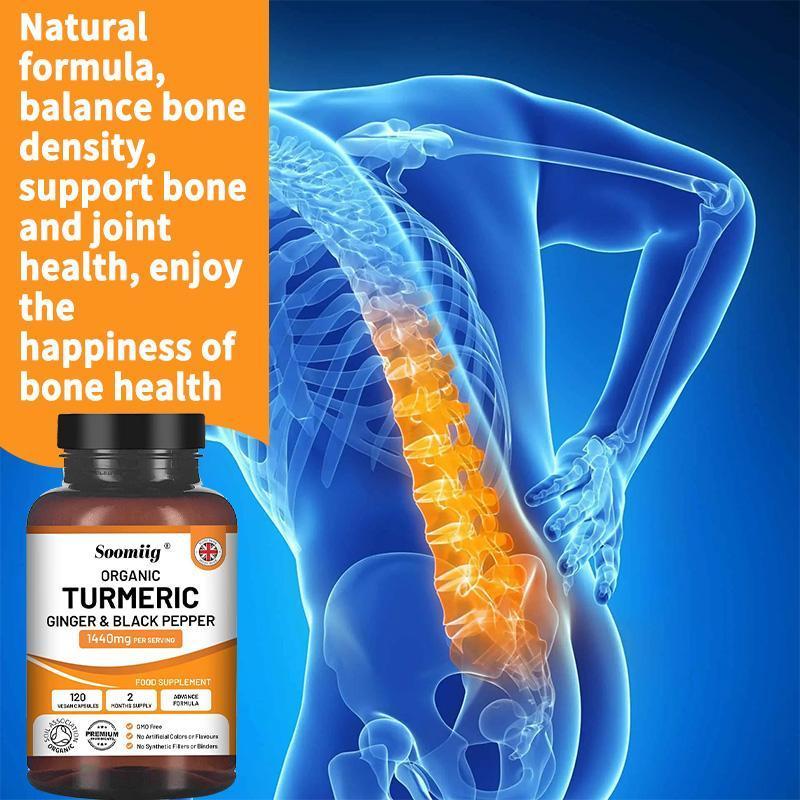 soomiig Organic Turmeric Ginger Health Supplement with Black Pepper,Supports joint and bone health,120 Capsules