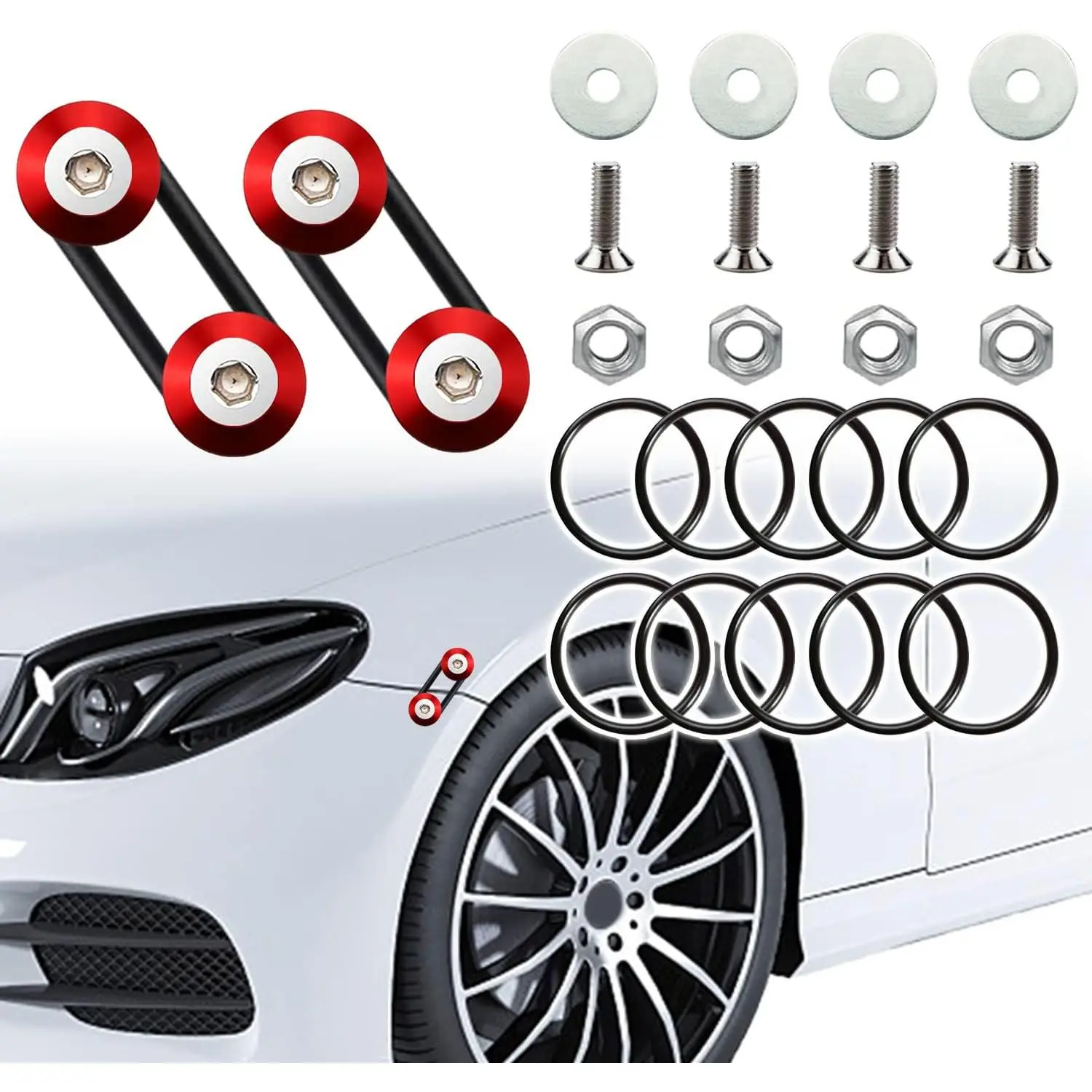 Bumper Quick Release Kit Red 12pc Bumper Holder Quick Release Bumper it Can be Applied to Front and Rear Bumpers,Trunks,Fenders,Hatches,Hoods,Etc.