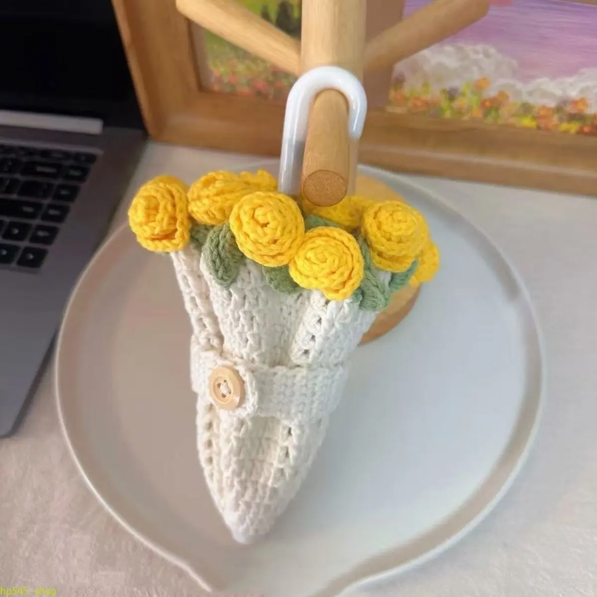 Unisex Handmade Flower Knitting & Crochet DIY Yarn Kit - 1 Set Leisure Craft Supplies for Mini Sunflower, Rose & Umbrella Bouquet, Beginner-Friendly Graduation Gift, Hand Knitting, Complete Handmade Flower Making Kit, Beginners, Knitting & Crochet Diy Kit