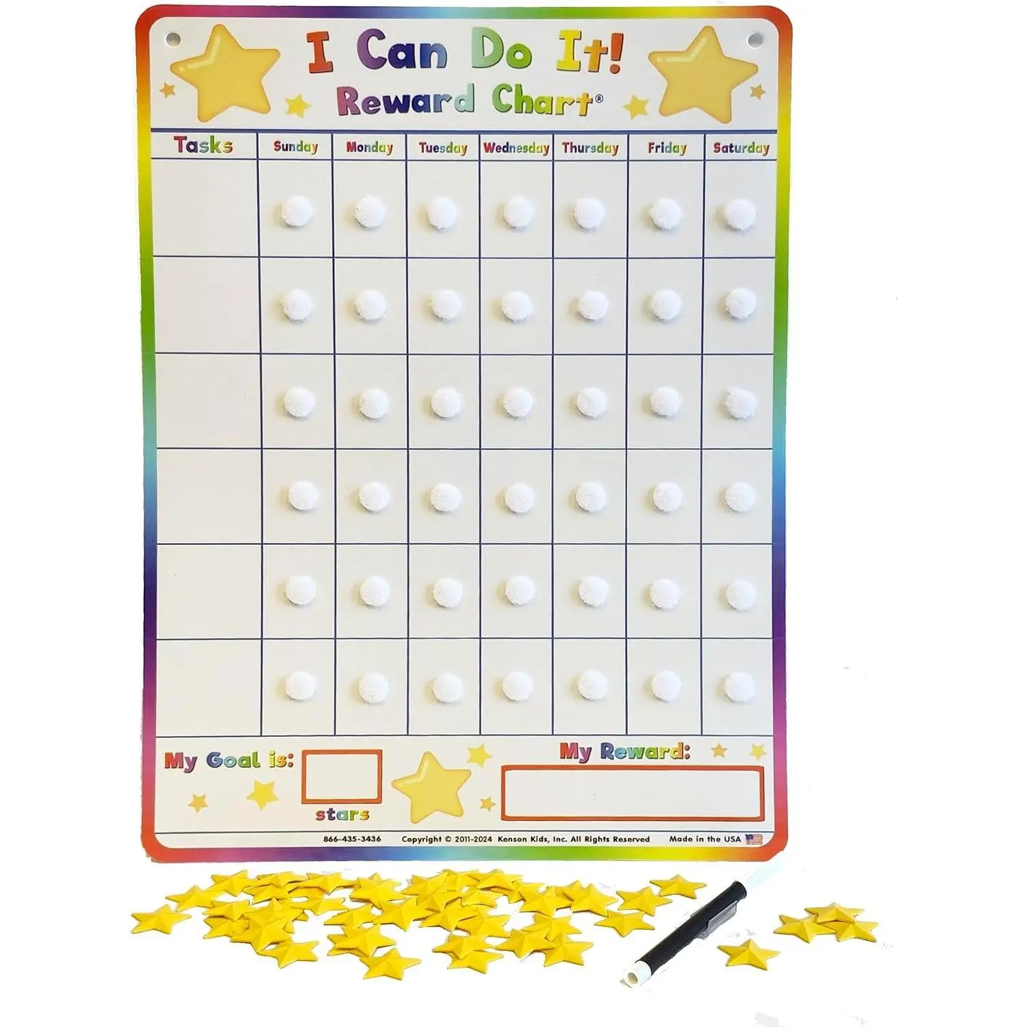 Customizable Dry Erase Incentive Chart with Marker and 45  Stars,  Board and Stars for I Can Do It  Chart by