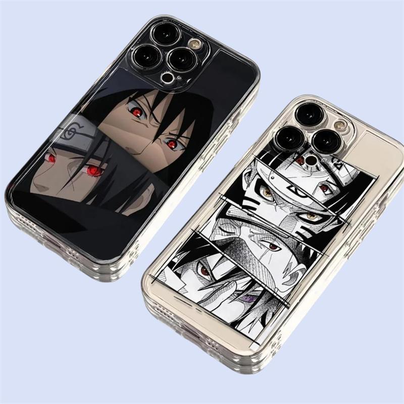 Japan Anime Sasuke Sharingan Itachi Anime Back Phone Case for iPhone 11 12 13 14 15 16 17 Pro Max Plus Kakashi Shockproof Cover