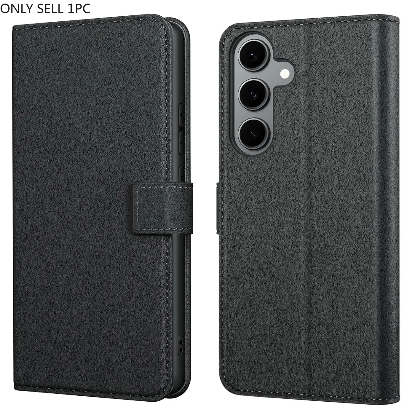 For Samsung Galaxy A10 A12 A13 A14 A15 A16 A17 A20 A21 A21s A22 A23 A24 A25 A26 A30 A31 A32 A33 A34 A35 A36 A40 A42 A50 A52 A53 A54 A55 A56 A70 A72 A73 Case PU Leather, Black Business style, Card Slot With Kickstand Wallet Flip Protective Phone Case Cover