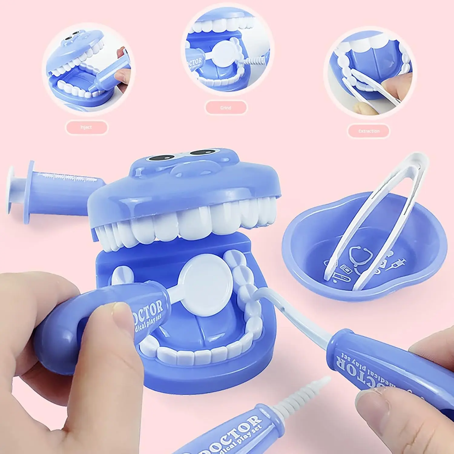 9-Piece Dentist Toy Set, Kids Pretend Play Simulation Toothbrush Practice Oral Care Model Kit, Interactive Role-Playing Toys for Children