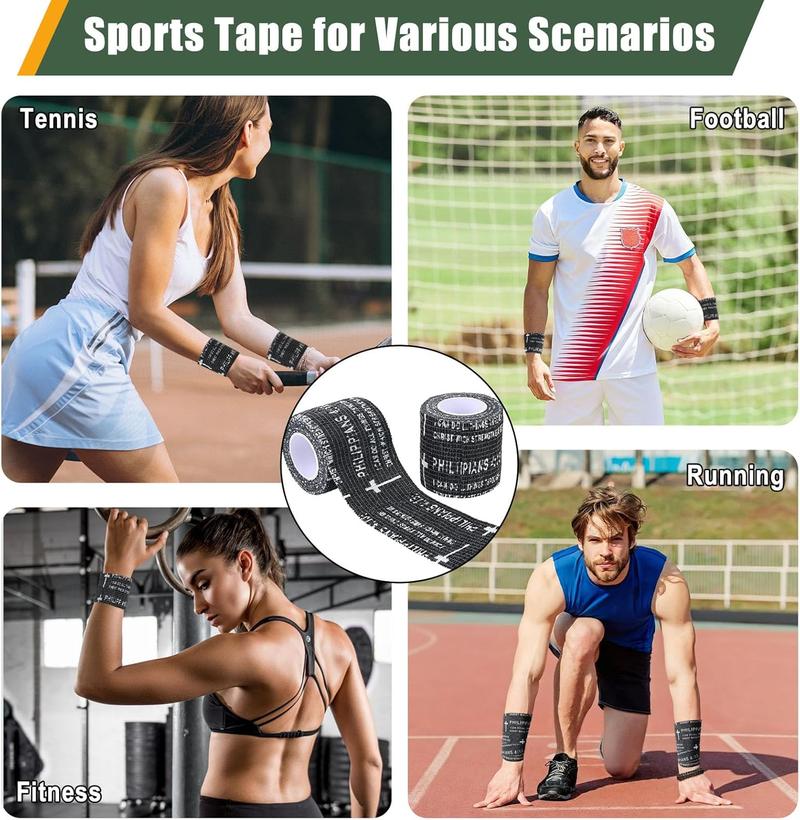 24 Packs Christian Athletic Tape 2 Inch x 15 Feet - Cross Bible Verse Self-Adhesive Sports Tape for Wrist, Ankle, Baseball, Soccer, Gymnastics, Training, First Aid and Injury Support