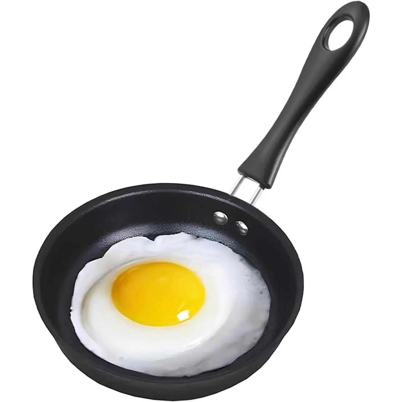 4.7inch Mini Non-Tick Egg Pan,  Egg Frying Pan, Gas/Induction Small Pan with Handle Compatible for Omelet, Pancake & Camping, RV Use(COLOR:Black)
