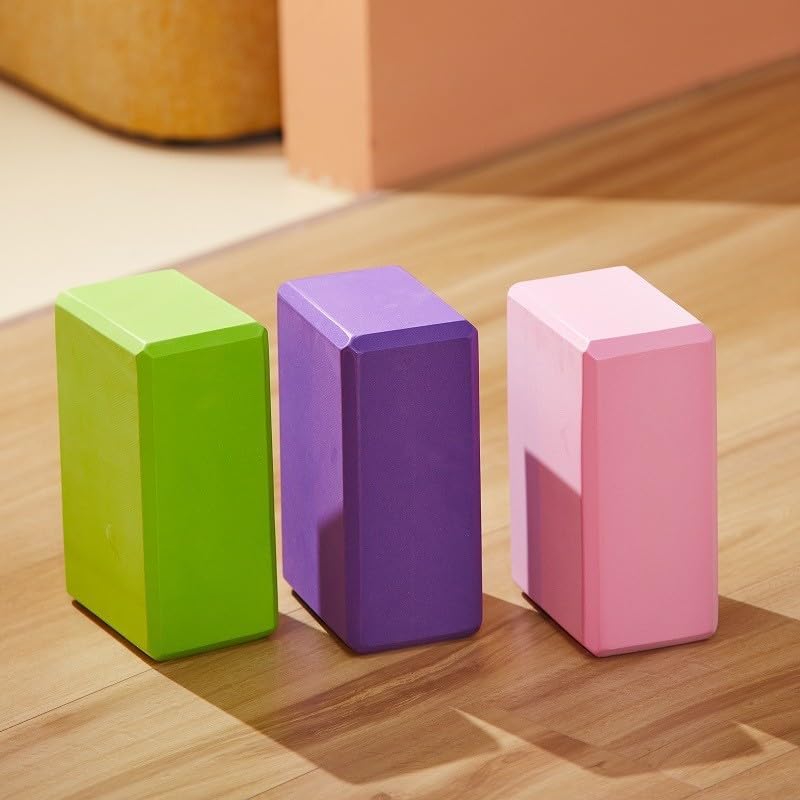 2 yoga blocks, high-density EVA foam bricks for training, fitness exercises, stretching, and meditation (purple)