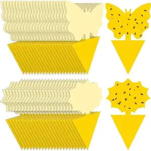 50PCS/100PCS Double-Sided Yellow Sticky Insect Traps, Fruit Fly Traps for Capturing Flying Plant Pests Like Mosquitoes, Suitable for Indoor and Outdoor Home Use, Insect Trap