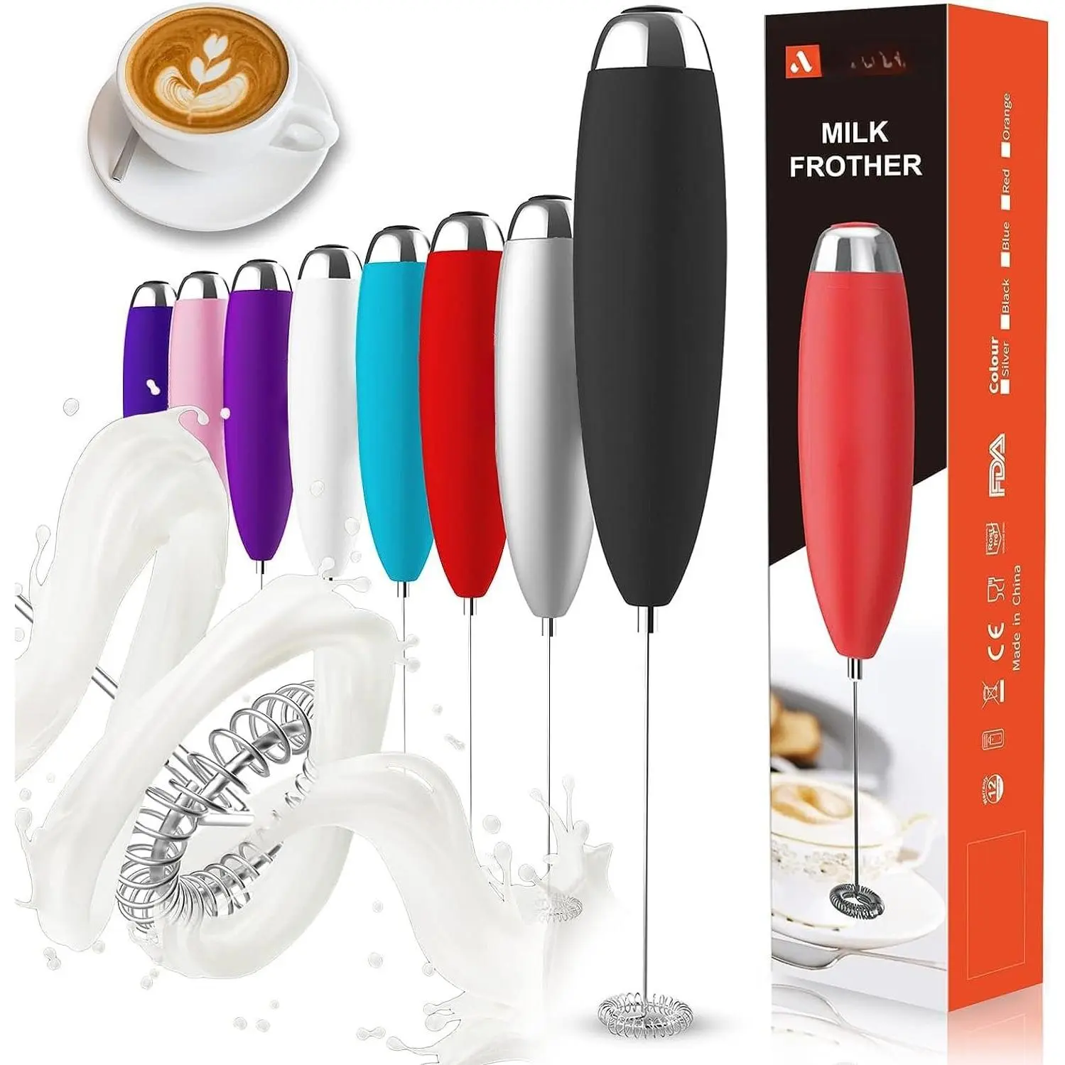 Electric Milk Frother Handheld, Quality Frother Wand for Coffee,  Operated (Not included) Drink Mixer Matcha Whisk, Functionality  Maker for Frappe Hot , Cappuccino, Lattes