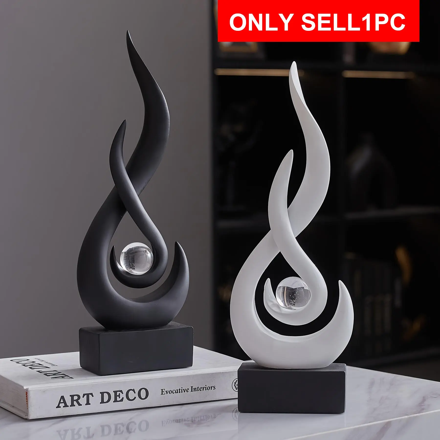 Abstract Flame Design Artistic Resin Ornament Figurine, 1 Count Modern Art Desktop Ornaments Decoration, Decorative Ornament for Home Living Room Office