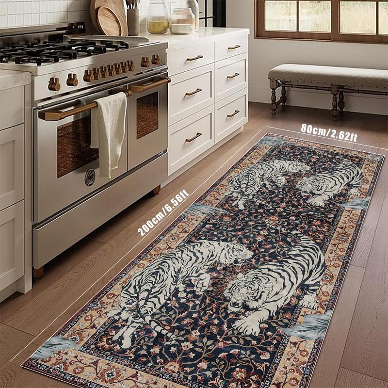 Tiger Pattern Floor Mat, Non-slip Washable Floor Carpet, Decorative Area Rug, Animal Printed Rug for Home Decor Living Room Bedroom Hotel