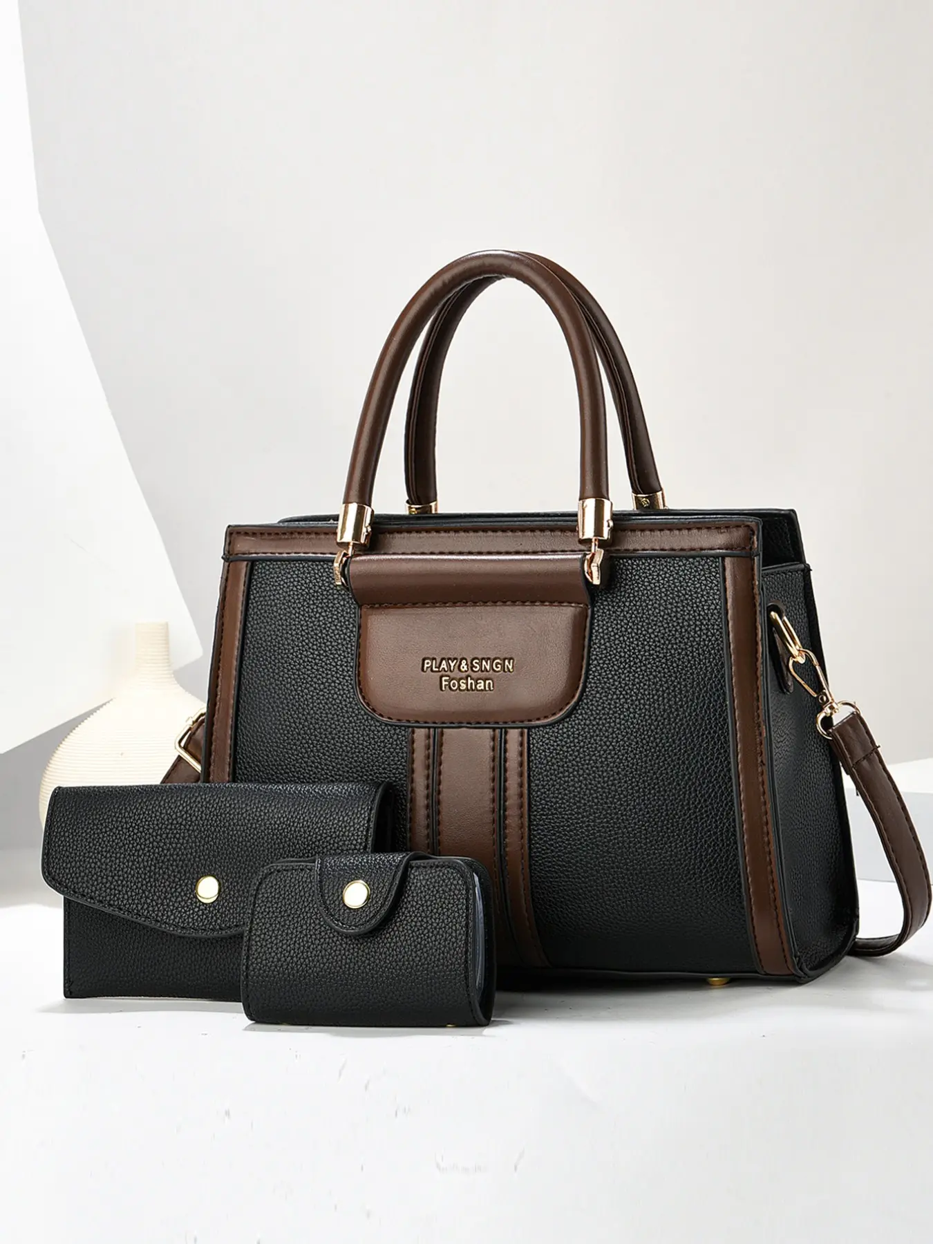 Fashion Three-Piece Retro Crossbody Handbag Set, Large Capacity Multi-Layer Bag, Versatile Shoulder & Crossbody Bag for Travel & Shopping