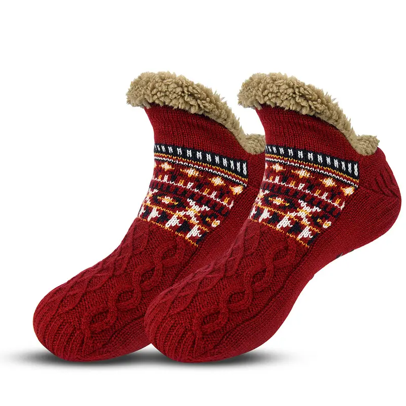Winter Thermal Slipper Socks for Men Women Non-Slip Indoor House Floor Socks Thick Fleece Lined Cozy Sleep Socks Anti-Skid Grip Soft Home Casual Sports Socks Unisex