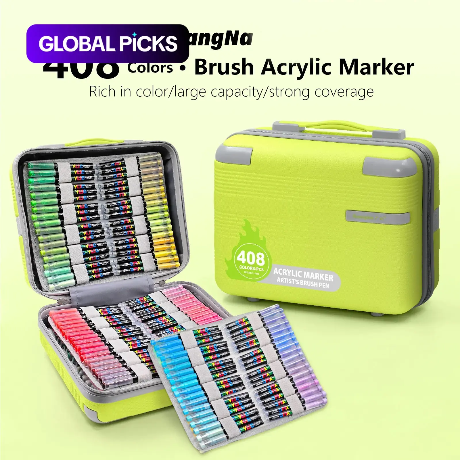 408 Colors Liquid Soft Tip Acrylic Markers, Student Use Non-Translucent Layerable Watercolor Pens, High-Quality Art Supplies for DIY Painting, Art School Supplies, Artist Bundle, Art Marker Set, Art Materials, Art Craft Supplies