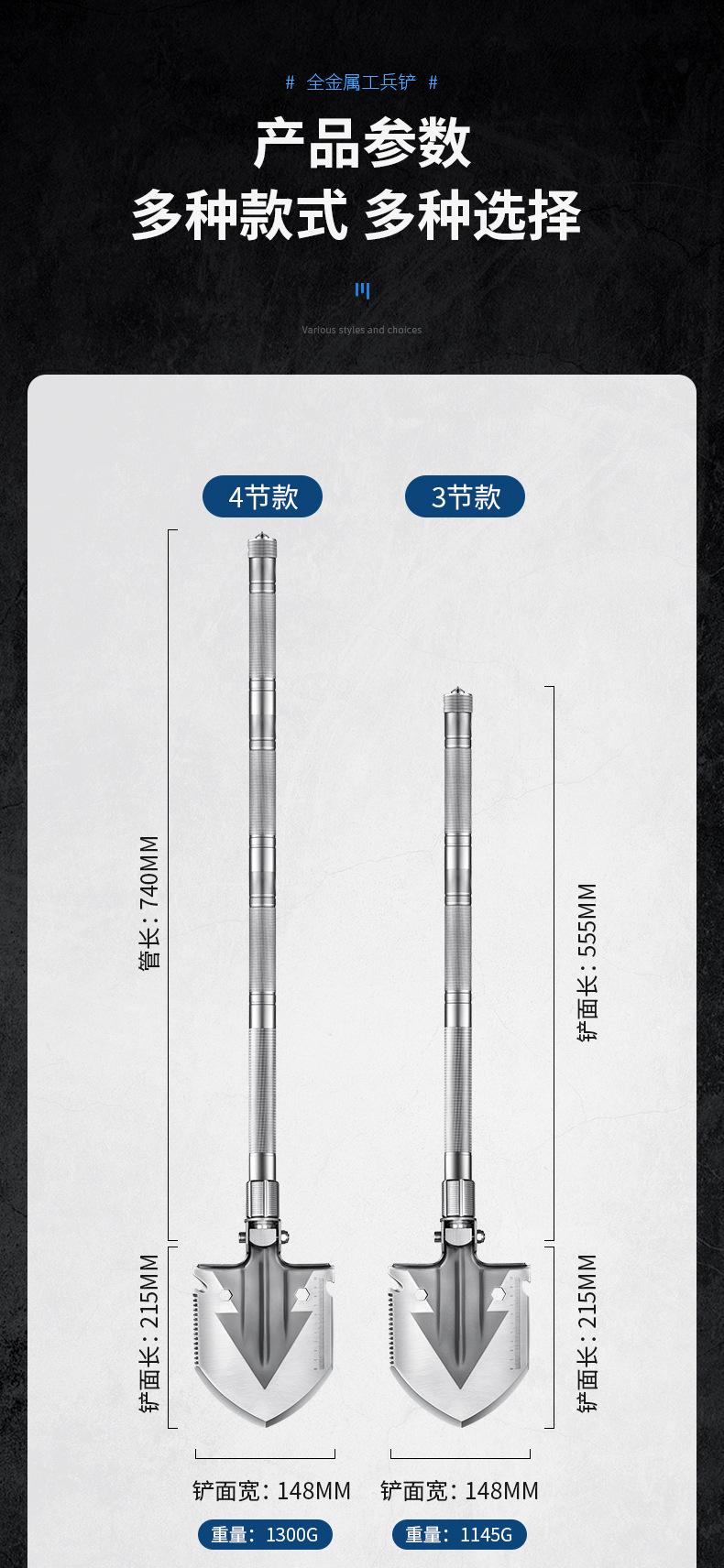 Multifunctional Camping Shovel Folding Shovel Outdoor Survival Tool Suitable for Hiking Fishing Vehicle Emergencies with Serrated Edge