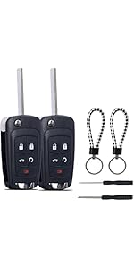 Key Fob Case Cover Replacement Fits for Chevy Cruze Camaro Impala Equinox GMC Terrain Buick Regal Lacrosse 2010 2011 2012 2013 2014 2015-2017 Keyless Entry Remote Control Key Fob Shell