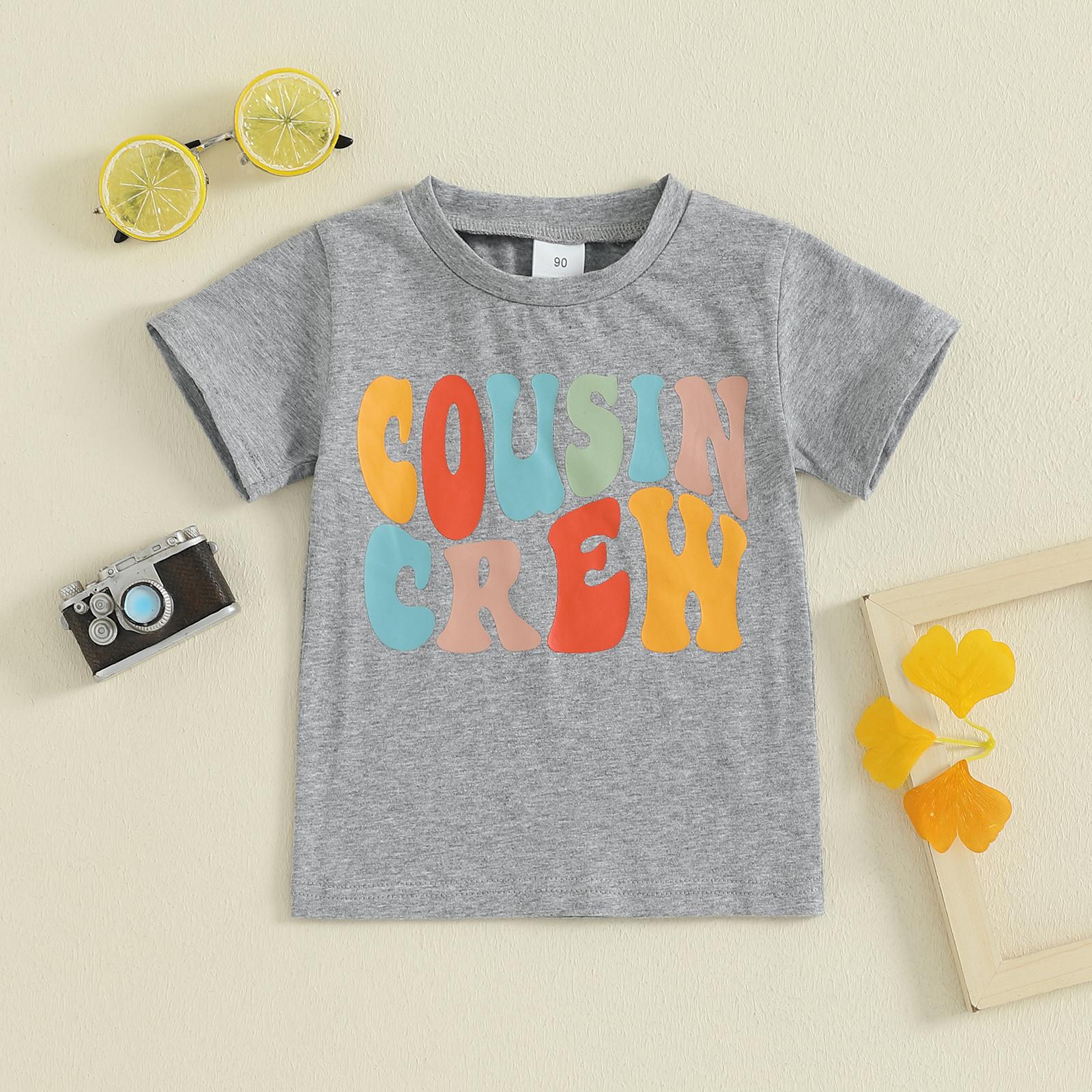 Toddler Baby Boy Girl Summer Tops Casual Round Neck Short Sleeve Letter Print T-Shirt Toddler Kids Summer Clothes Outfits
