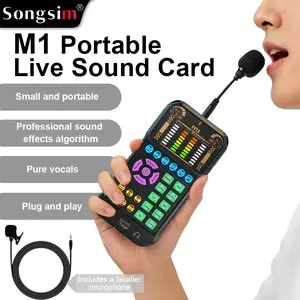 New Portable Digital Sound Card, Rich Audio Adjustment, Multiple Sound Effects, Plug-And-Play, Professional Live Streaming, Singing, Recording