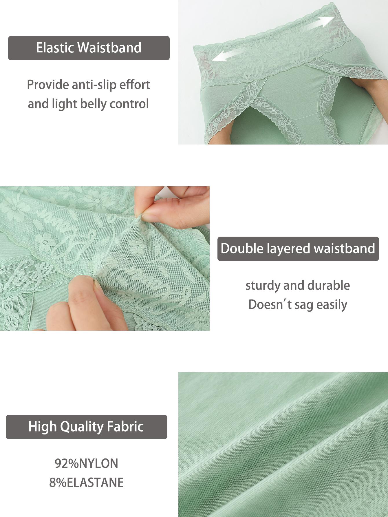 QUASTI 8PCS High-Waisted Lace Seamless Printed Briefs for Women, Breathable Soft Stretch Panties, High Elasticity Full Coverage Underwear, Fashionable Elegant Comfortable Everyday Lingerie Set for Ladies and Girls, S-XXL SpringStatements