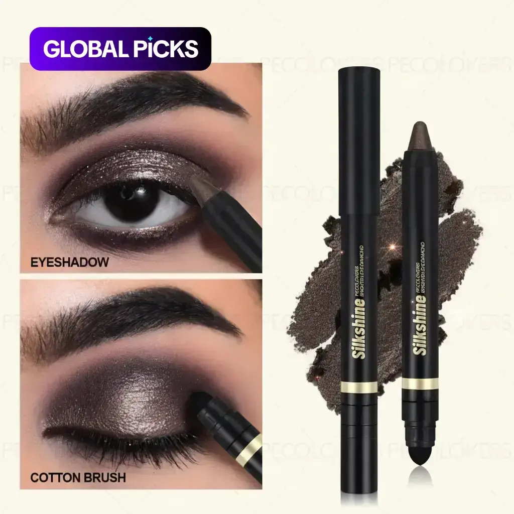 Double-Ended Metallic Glitter Shimmer Eyeshadow Stick, 1 Count Waterproof & Long-Lasting Eyeshadow Pencil, Eye Brightener Stick Highlighter, Eyeliner Pen, Glitter Eyeshadows, Eye Shadow Sticks, Makeup Product