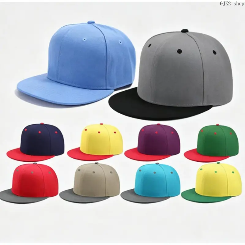 Blank Flat Brim Snapback Hat, Solid Color Plain Baseball Cap, Unisex Adjustable Hip Hop Flat Bill Cap for Men Women Outdoor Daily Wear