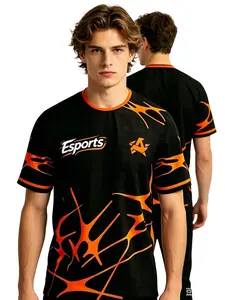 Men's Esports Training Competition Teamwear, Summer New Sports Fitness Fashion Quick-Dry Breathable Loose T-Shirt, Casual Long Sleeve Top