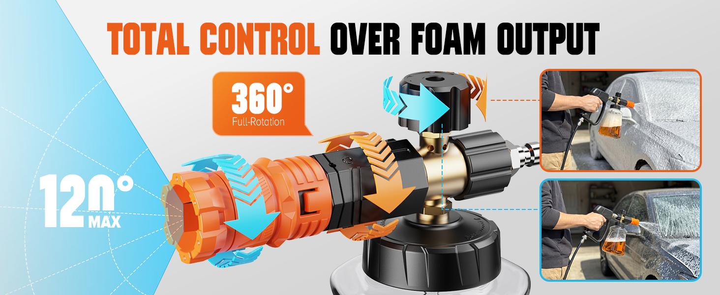 Foam Cannon for Pressure Washer, Foam Blaster with 1/4 Inch Quick Connector 1L Bottle Adjustable Snow Foam Lance and Thick Foam for Safe Washing Car/Motorcycles