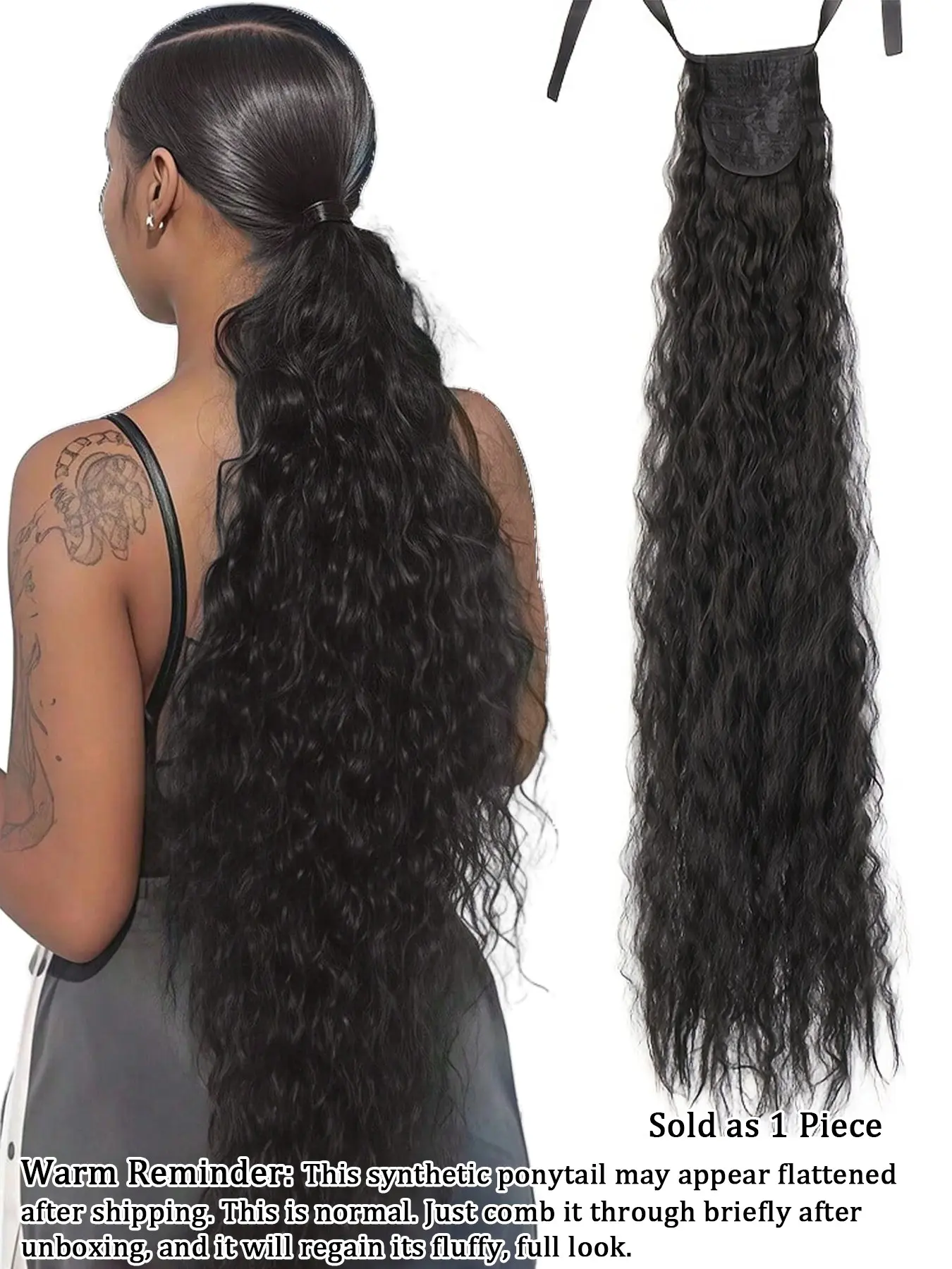 32-Inch Ponytail Wig, Extra Long Wavy Hair Extension, Heat-Resistant Fiber, Elegant Look, Suitable for Daily Use and Festivals, Synthetic Fiber Extensions, Synthetic Hair Pieces