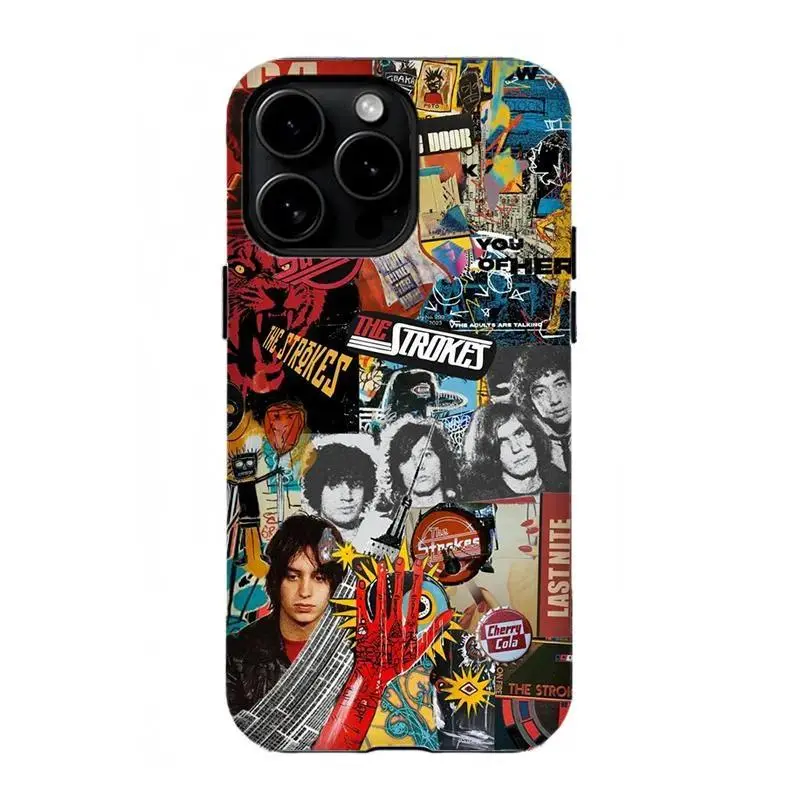 The Strokes pattern film phone case is a durable protective case for iPhone 12, 13, 14, 15, 16, and 17. It's the perfect gift for a close friend and an ideal holiday present.