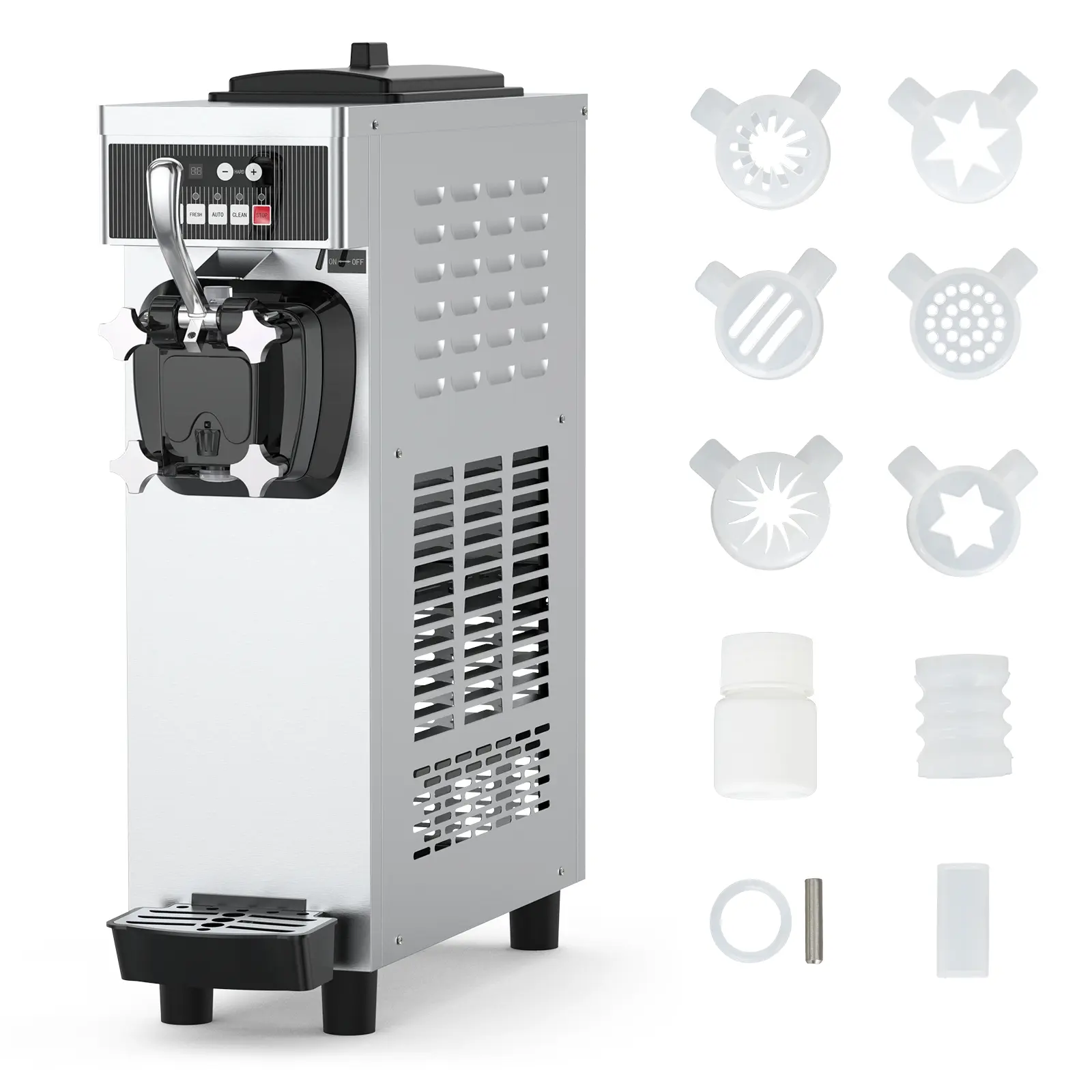 21.2 QT/H Commercial Soft Serve Maker | 1500W Countertop Single-Flavor Ice Cream Machine | 6L Hopper Touchscreen Auto-Clean for Snack Bars
