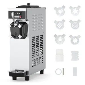 21.2 QT/H Commercial Soft Serve Maker | 1500W Countertop Single-Flavor Ice Cream Machine | 6L Hopper Touchscreen Auto-Clean for Snack Bars