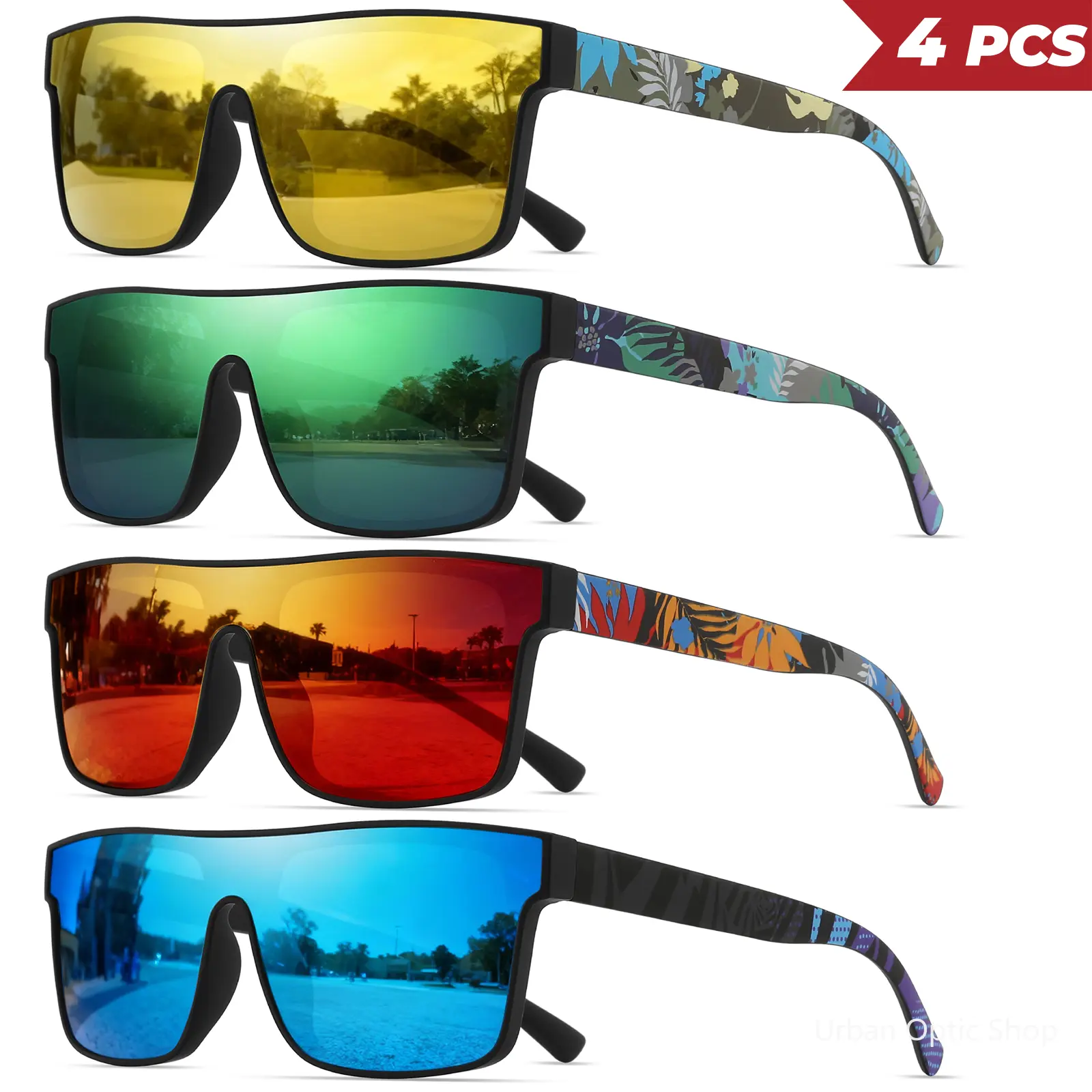 High‑Quality Polycarbonate Lenses, Patterned Temples, Nylon Frame, Outdoor Sport Use, Gift‑Ready, No Box Included, One Size