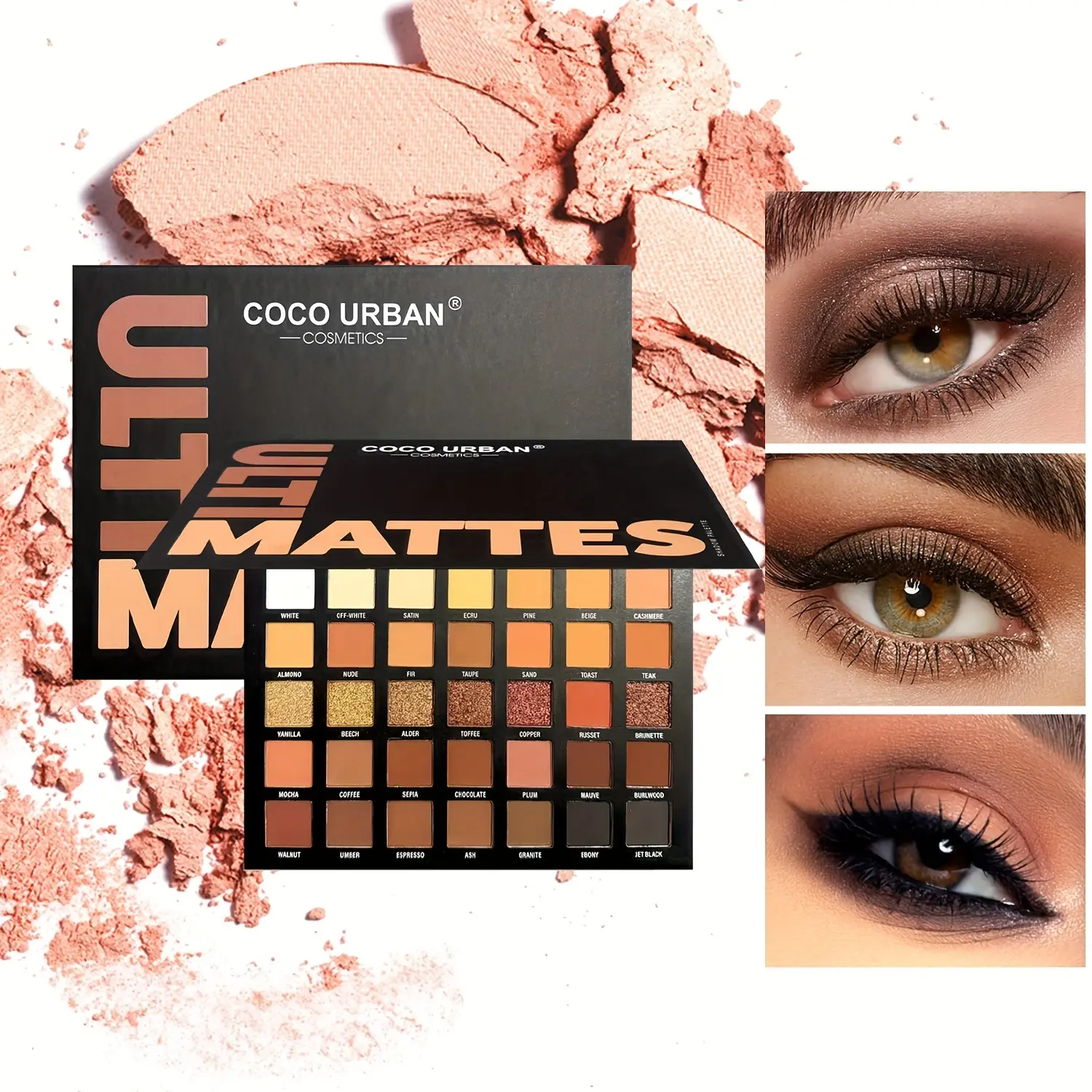 35-Color Cosmetic Eyeshadow Palette - Earth Tones with Glitter, Matte Shades, Waterproof, Sweatproof, Color Lasting Makeup Set, Perfect Holiday Gift, Color Lasting Eyeshadow