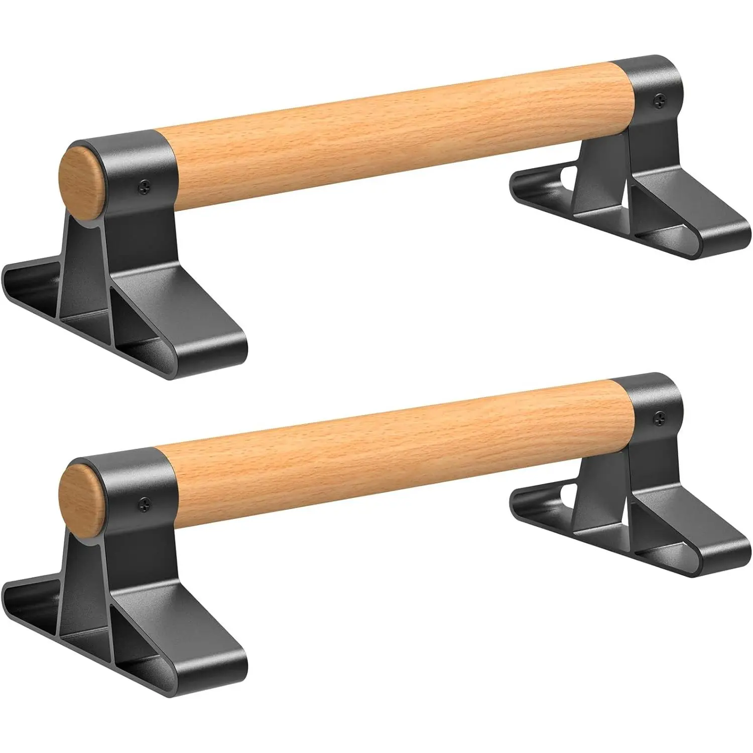 Wood push up bars Parallettes bars Anti-slip Handstand Bars for Calisthenics, Fitness, Floor workouts Solid Wood with Sturdy Metal Bracket, Support 600 lbs