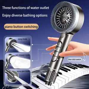 4 Speed Adjustable Booster Handheld Shower Head with Bracket Household Bathroom Set