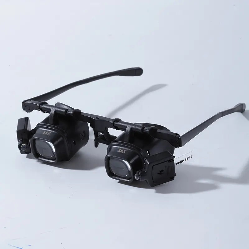 24X Portable Head Mount Magnifying Glass with Built-In LED Light, Hands-Free Eyewear Accessories for Watch & Clock Repair Work