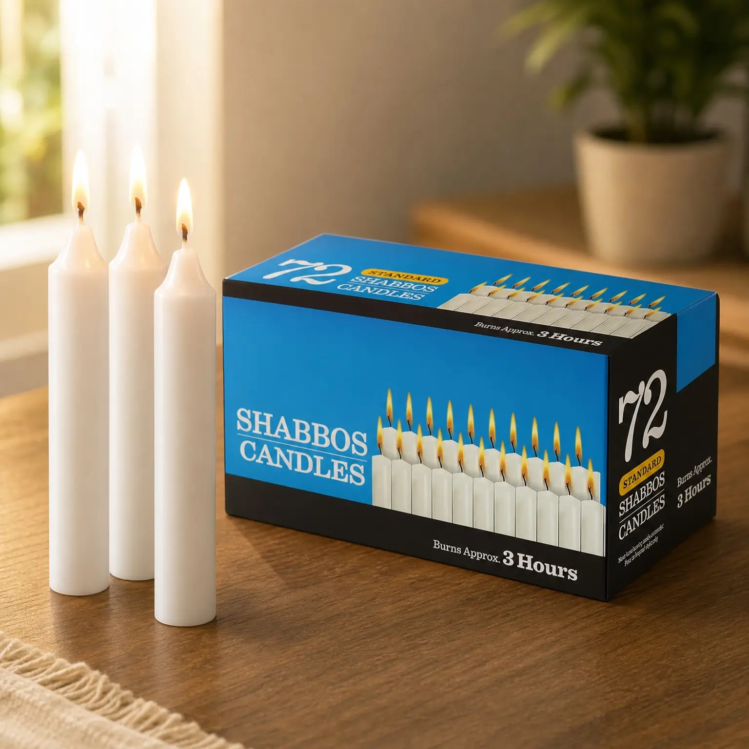 Traditional Shabbat Candles - 3 Hour Burn Time - 72 CountGift