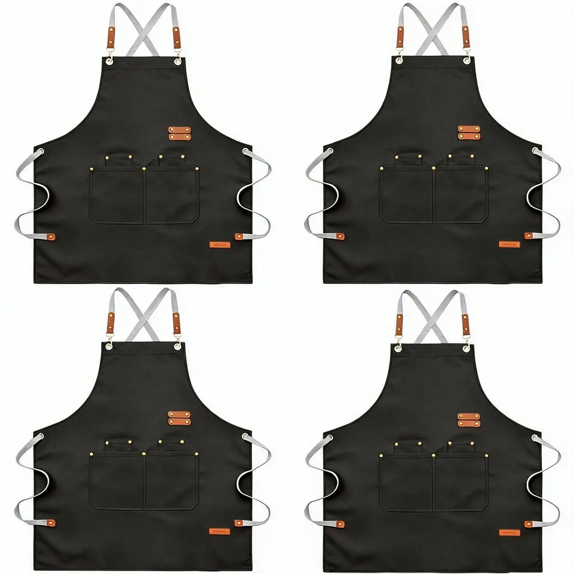 4pcs Men's/Women's Chef's Apron With Adjustable Cross-Back Design, Waterproof, Durable, Multiple Pockets, 31x28 Inches, Suitable For Everyday Cooking, Work, And Grilling.
