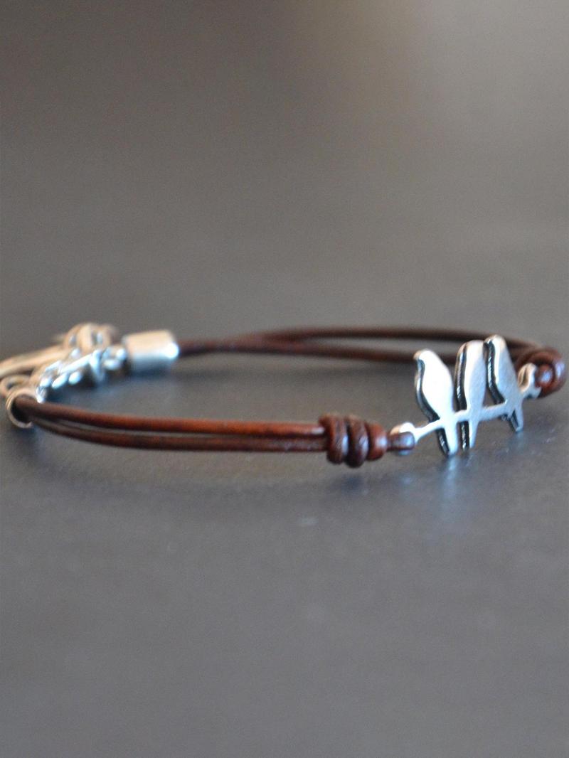 Bird Design Pu Leather Bohemian Bracelets, Leather Braided Bracelet, Fashion Jewelry for Party, Daily Clothing Decor, Trendy All-match & Exquisite Jewelry for Birthday Gift