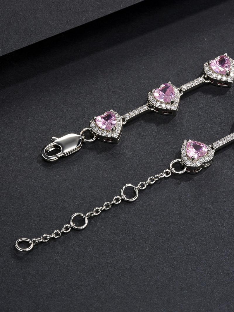 Pink Heart Design Anklet, Fashionable Adjustable Anklet for Women & Girls, Trendy All-match & Exquisite Jewelry for Birthday Gift, Fashionable Trendy Jewellery Accessories, Dainty Layered Anklet