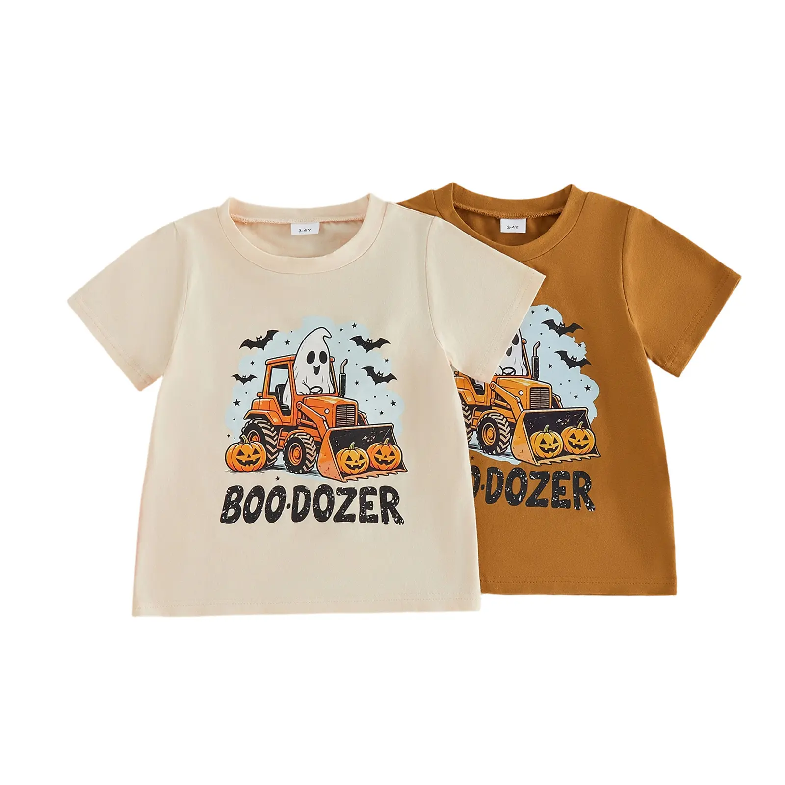 Toddler Baby Little Boy Halloween T shirts Pumpkin Ghost Printed Short Sleeve Tops Cute Fall Clothes 1-6 Years