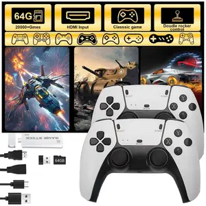 2026 new M15 retro game stick 4K high-definition TV game console with in 40000+classic games and 23 large emulators supporting PS1/PSP/MAME/FC/GBA dual 2.4G wireless controllers, 64GB large capacity plug and play, perfect for family entertainment an