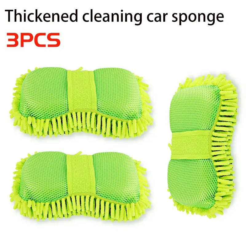 3-Piece Ultra-Fine Fiber Car Wash Sponge Set, Non-Scratch Handheld Cleaning Sponges, Soft High Absorbency Reusable Sponges for Car Exterior, Wheels, Tires