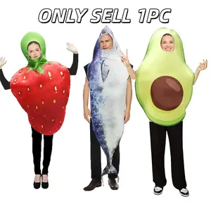 1pc Funny Halloween Stage Party Costume, Strawberry, Avocado & Fish Man Cosplay Outfit, Fun Dress-up Supplies for Festivals