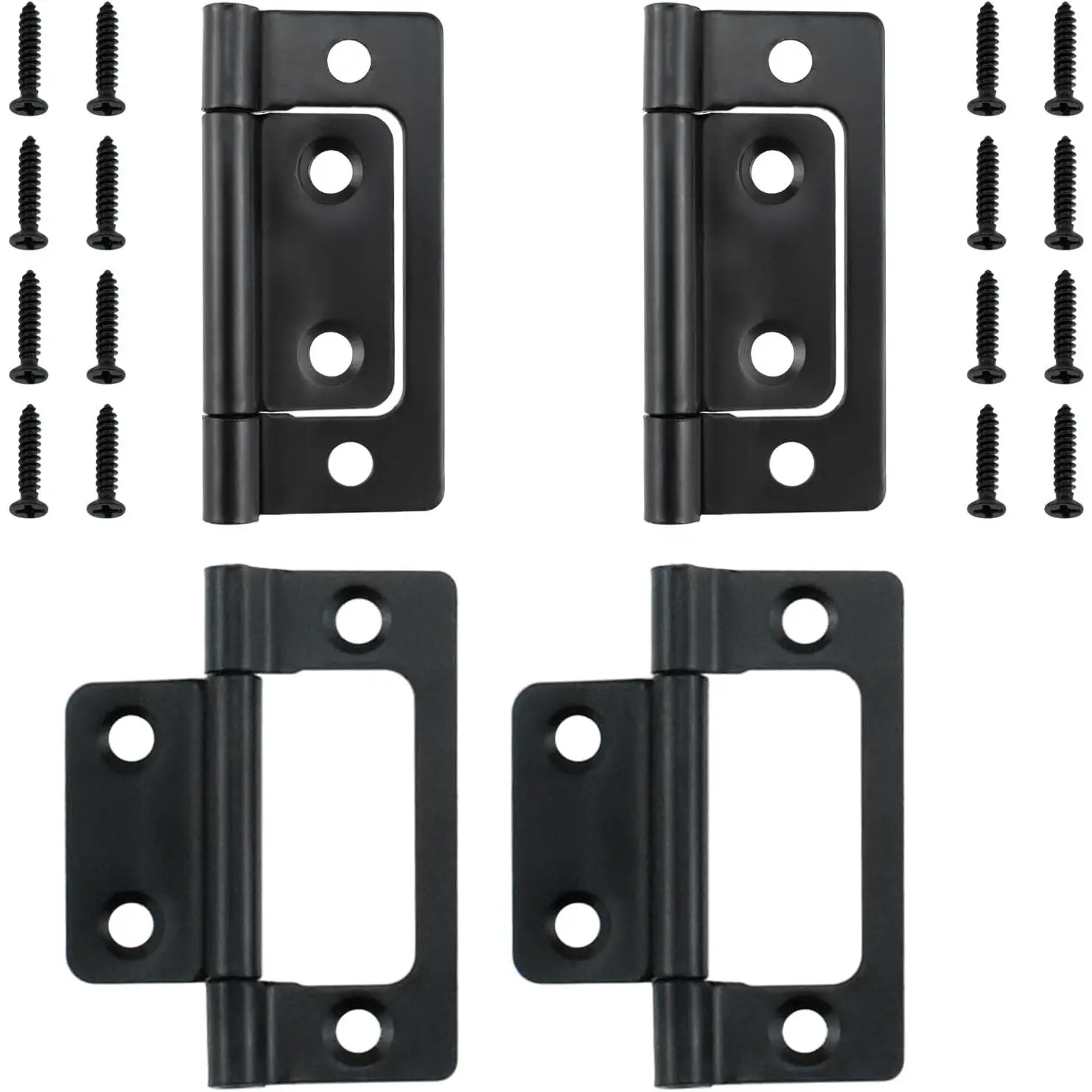 4-Pack Non-Mortise Door Hinges Bifold  Cabinet Hinges with Screws for Furniture Windows Cupboard etc. - 2 x 0.9 Inch, Black