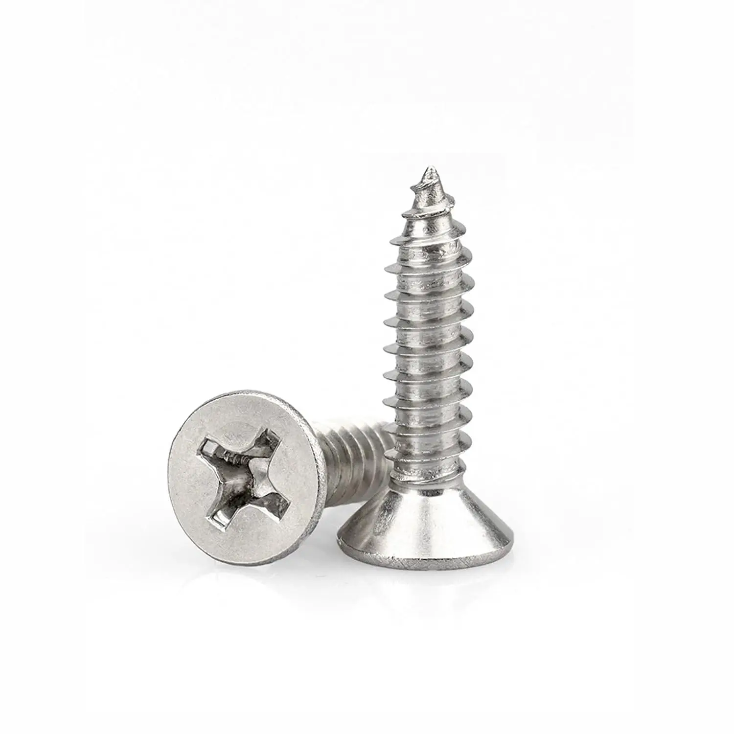 #4 x 1/2" - 304 Stainless Steel Cabinet &  Screws, Phillips Flat  Self-Tapping for Door Hinges, Furniture Repair & General Woodworking, M3x12mm (200Pcs)