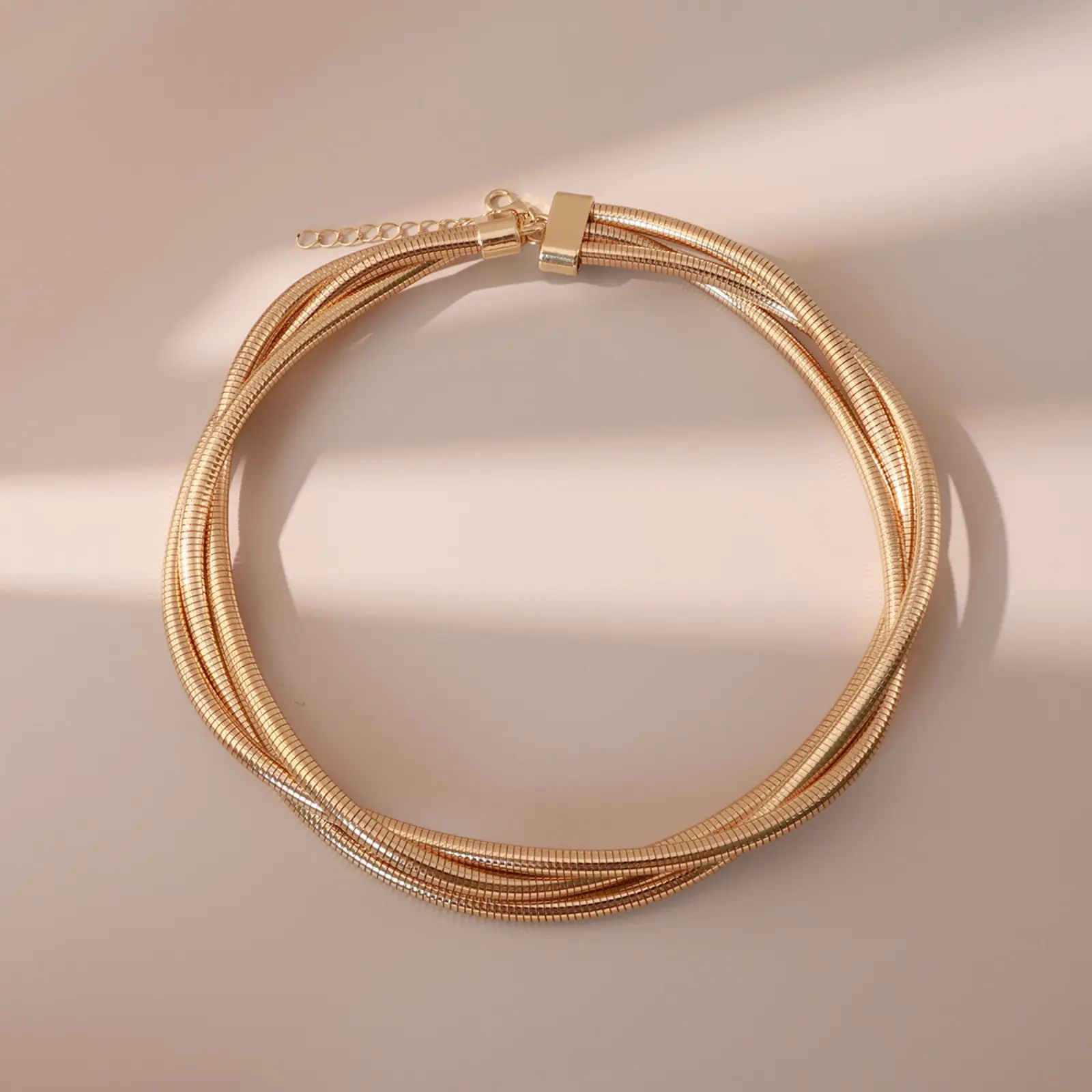 Women Intertwined Multi Layer Snake Chain Choker Necklace, Viral Chunky  Statement Collar Jewelry, Flexible Four Strand Smooth Serpentine Neck Cuff, Waterproof Anti-tarnish Stainless Steel Accessory for Cocktail Party Evening Dating Gift for Ladies